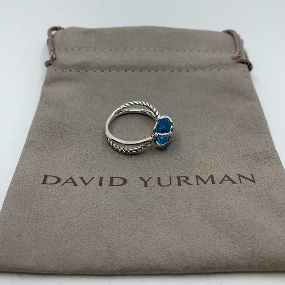 David Yurman Wrap Ring Blue Topaz & Diamond Sz 7 - Picture 5 of 6